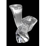 Daum crystal candle holder, France. A 2 lights. H 26 cm