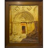 Oil painting on canvas depicting Portal San Giorgio in Ragusa, Antonio Canni (Ragusa, 1895- 1980