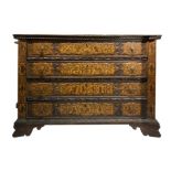 Important walnut dresser tooled on the front, decorated on the side with anthropomorphic and animal