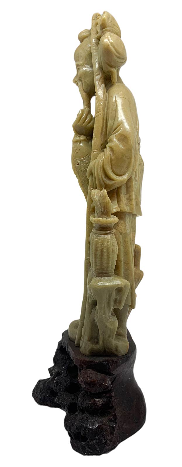 Chinese soapstone statuette depicting God Ebisu "God of the richness of the sea and fishing" one of - Image 6 of 8