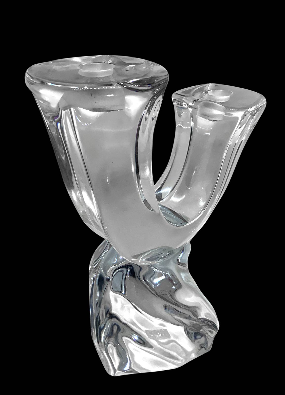 Daum crystal candle holder, France. A 2 lights. H 26 cm - Image 2 of 4