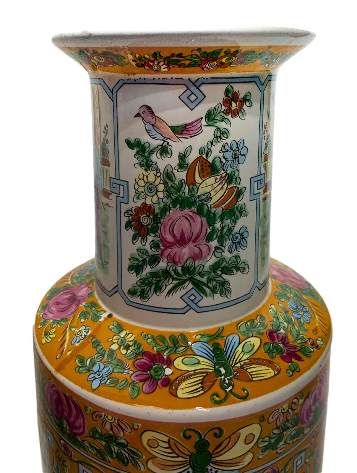 Porcelain vase depicting genre scenes and floral motifs, China, XX century. Mark on the base. H 46 - Image 2 of 4