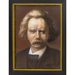 Pastel drawing depicting portrait of Edvard Grieg, XIX Century. Cm 39x30, pastel on cardboard.