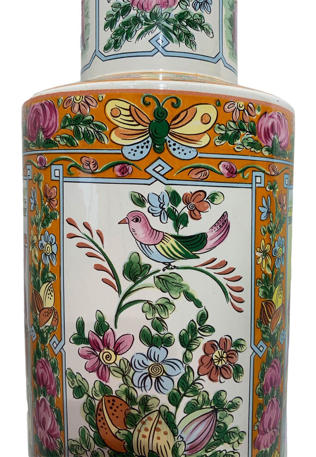 Porcelain vase depicting genre scenes and floral motifs, China, XX century. Mark on the base. H 46 - Image 3 of 4
