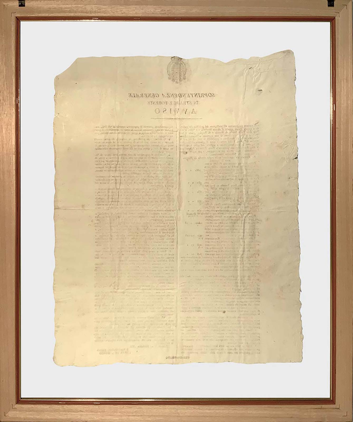 General Superintendent of the Decree of roads and forests, Notice. Palermo, 21 December 1835. Cm - Image 3 of 3