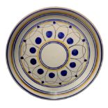 Majolica plate of Caltagirone, Sicily. Depicting flower, 50s. Diameter 47 cm.