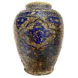 Vase glazed in colors of blue, Persia, nineteenth century. H 26 cm, max width 22