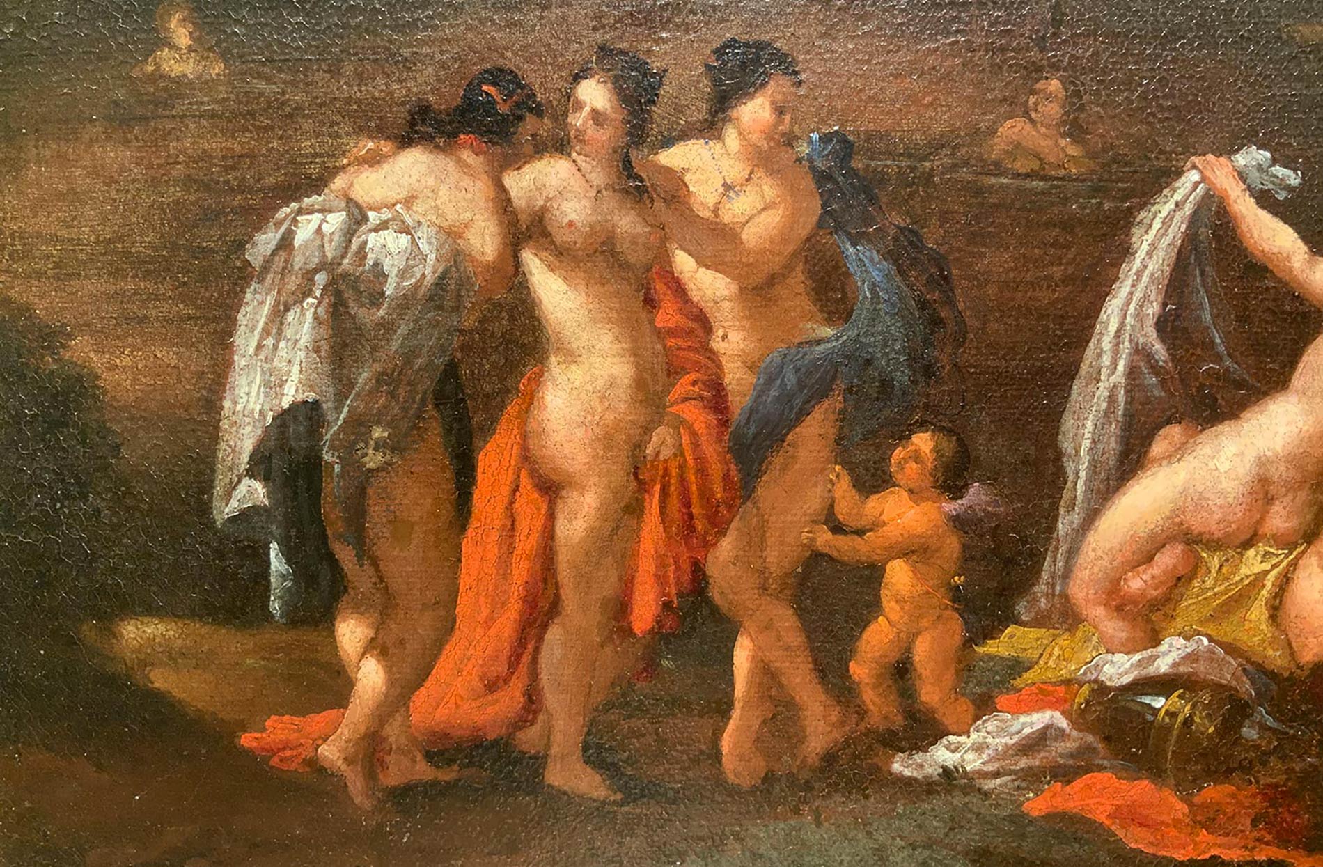 Lorenzo Pasinelli (circle) (Bologna 1629-1700). Diana and her nymphs bathing. 42x48, Oil paint on - Image 3 of 7