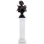 Bronze sculpture depicting allegory of poetry, Julien Causse. 60 cm H x 60 cm.