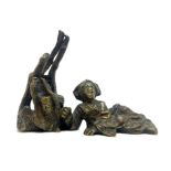 Bronze sculpture depicting woman, early twentieth century. H 9 x 11.5 cm.