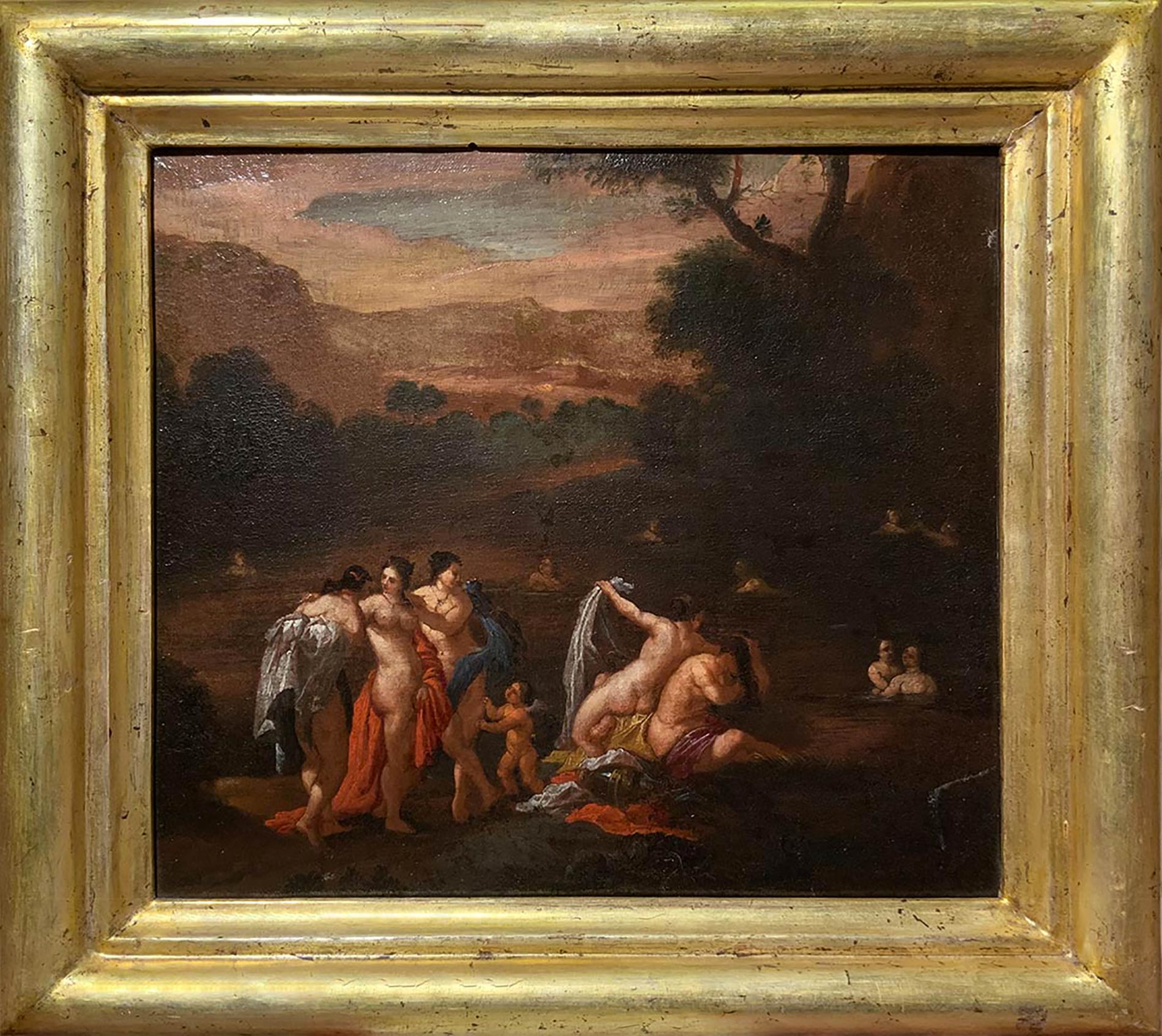 Lorenzo Pasinelli (circle) (Bologna 1629-1700). Diana and her nymphs bathing. 42x48, Oil paint on - Image 2 of 7
