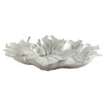 Centerpiece, 800 silver leaf-shaped with the inner surface machined, Buccellati brand. H cm