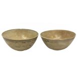 Two glazed ceramic celadon bowls with simple decorations in blue, "Annamese" period (Vietnam /