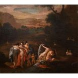 Lorenzo Pasinelli (circle) (Bologna 1629-1700). Diana and her nymphs bathing. 42x48, Oil paint on