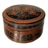Box bamboo lacquered in red and black and decorated on all surfaces. Myanmar, XIX- XX century. 18 x