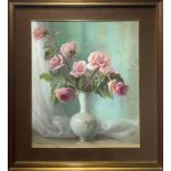 Painting depicting still life of roses by Emanuele Di Giovanni (Catania, 1887 - Catania, 1979).