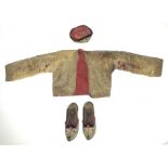 jacket Kit "chepken", headgear and footwear Women ceremony, decorated with silver wire. Jacket