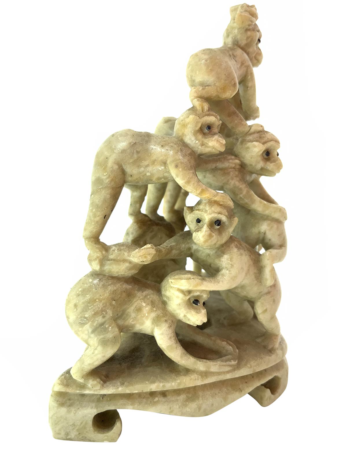 Chinese stone statuette in soapstone, pyramid of eight monkeys, China, nineteenth century. H 10 cm - Image 2 of 5