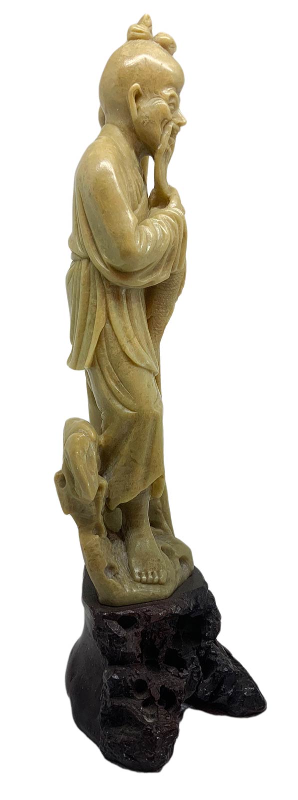 Chinese soapstone statuette depicting God Ebisu "God of the richness of the sea and fishing" one of - Image 4 of 8