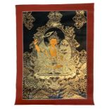 Thangka, Tibetan Buddhist paintings of sacred art on canvas with a black background and decoration