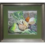 Painting Oil paint on canvas. depicting still life, by Carlo Levi (Turin, 1902 - Rome, 1975). Cm