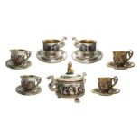 Tea or coffee set in porcelain, brand Capodimonte 2226. Consisting of sugar bowl (H cm14x15), 2