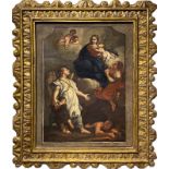 Oil painting on canvas depicting the Madonna and Child with Angels, sketch, eighteenth-century