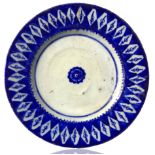 Persian ceramic plate decorated in blue, in good condition. Iran, nineteenth / twentieth century, 18