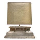 Lamp made out of marble piece with inserts of Sicilian jasper. Base from the eighteenth century.