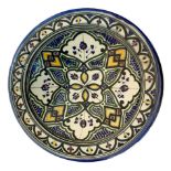 Plate cous cous, Morocco. Decorated with four-leaf clover. Diameter 40 cm.