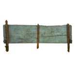 Tail-Sicilian cart in blue lacquered wood, Sicily. Cm 120x 50