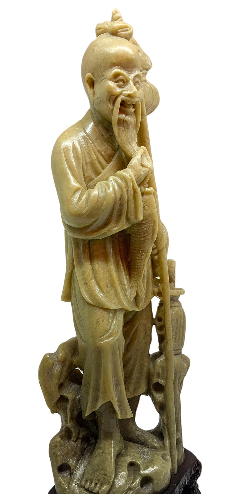 Chinese soapstone statuette depicting God Ebisu "God of the richness of the sea and fishing" one of - Image 3 of 8