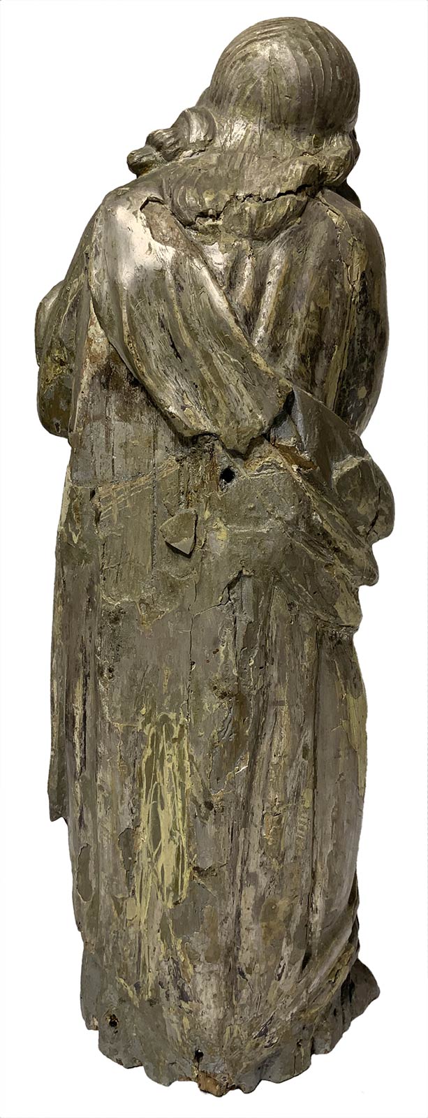 Wooden statue depicting a young St. Agatha, the seventeenth century, worked with silver leaf. H cm - Image 3 of 4
