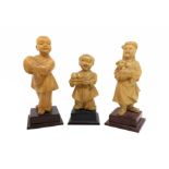 Chinese wooden sculpture of three children, with stand, China, eighteenth century. H 8 cm; 9; 11.