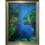 Oil painting on canvas depicting underwater image by Irene Cotronei. 70x100 cm. Signed on the lower