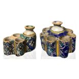 Two ink holder in glazed and decorated pottery. Morocco, mid-twentieth century, 10 x 9 cm 6.5; 9 x