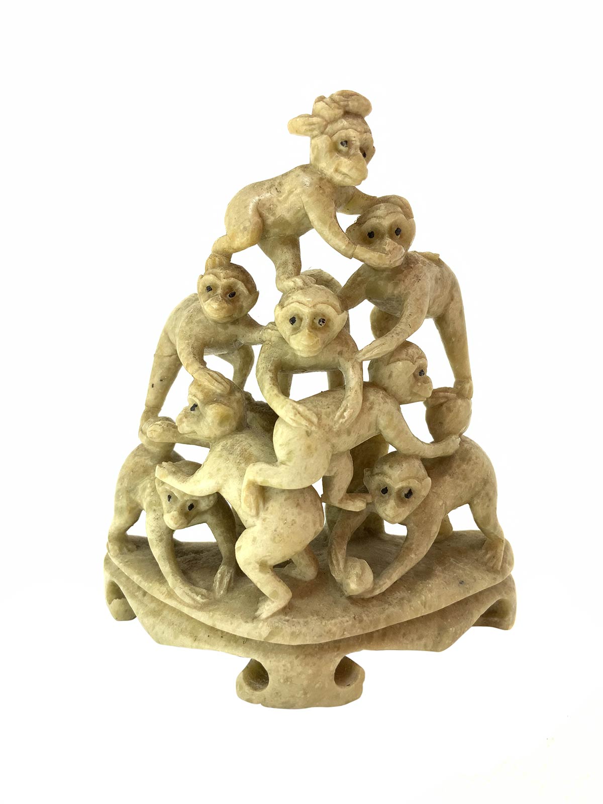 Chinese stone statuette in soapstone, pyramid of eight monkeys, China, nineteenth century. H 10 cm