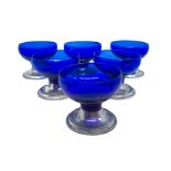 6 cups for ice cream / fruit salad in blue crystal with silver base.