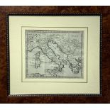 Italiy, late 1700s c.a. 17X19 cm copper etching, with frame in burr wood 31x33. Excellent condition.