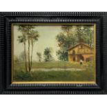 Paint oil on panel depicting rural landscape, early twentieth century. Cm 30x40.