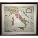 "Italian maps" 1755, Thomas Kitchin (United Kingdom 1718-178. Cm 50x58.4), in watercolor copper