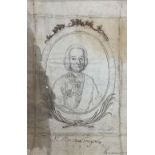 Gramignani's drawing depicting the Marquis Gregorio. Drawing on paper, pencil and brown ink. Mm