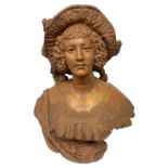 Terracotta bust of woman Jean Rordorf, Austrian sculptor from the nineteenth century who exhibited