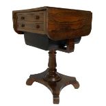 Strip table in rosewood, four-spoke foot, late nineteenth century. Drawers on the front. H cm 74xcm
