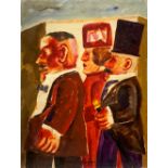 Oil paint on canvas by Franz Borghese (Rome 1941-2005 Rome) depicting characters. Cm 40x30. From