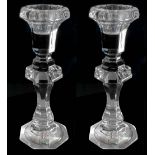 Pair of crystal candle holders , single hole. H cm 26.