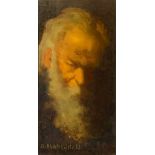 Oil paint on panel depicting a bearded old man by Domenico Abate Cristaldi (Catania, 1891- Rome,