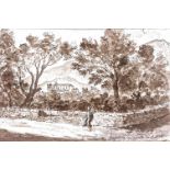 Anonymous author's drawing of country road with character, the background of Raganosa church and