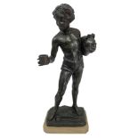 Bronze depicting Dipper. On a marble base ivory. Signed to the rear base F. De Luca height h 56 cm.