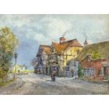 Gouache depicting village of Chiddingstone Kent. Early twentieth century. Hugh Nisbet (1879 -1961).